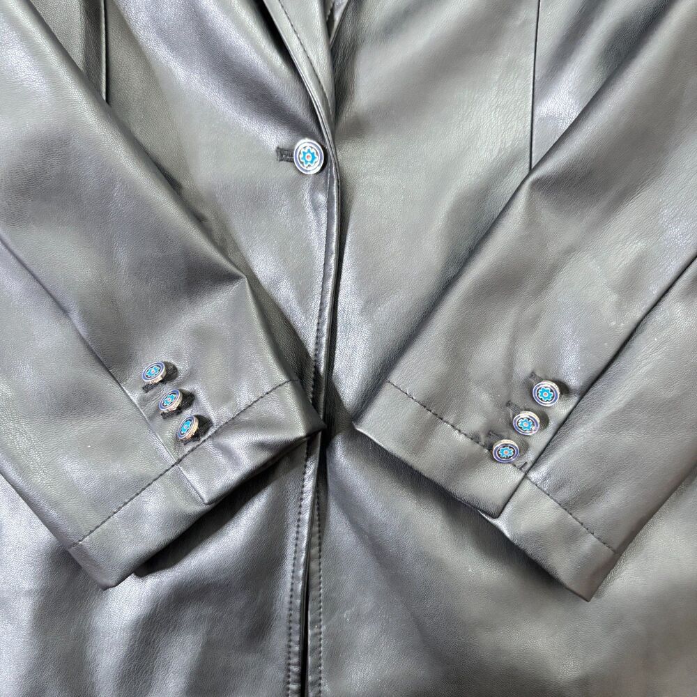STAUD Black Dressy Vegan Leather Oversized Blazer Jacket Womens Size Large - Picture 5 of 6